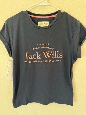 Jack Wills Navy Tee with Coral Logo